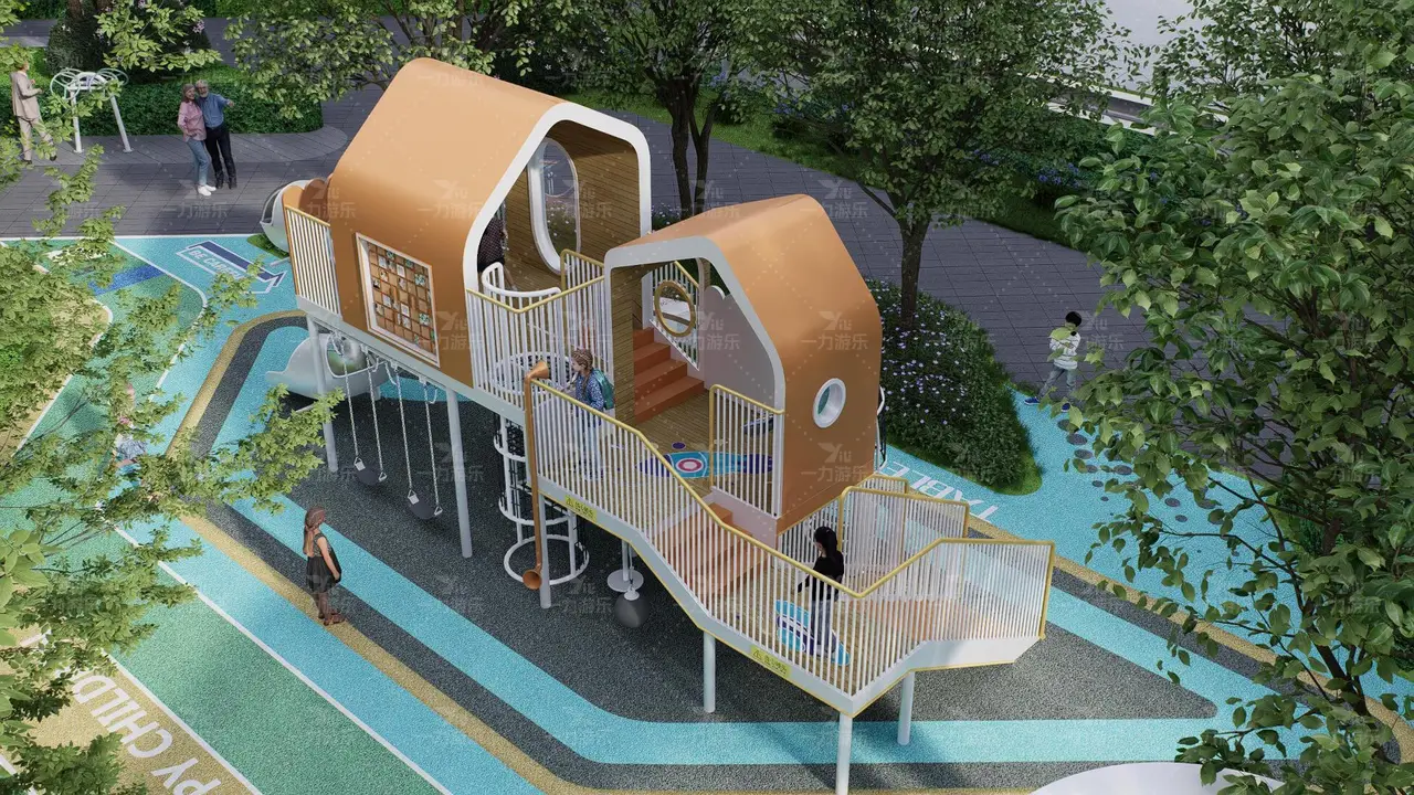 童话屋游戏屋 组合滑梯 蘑菇屋拓展平台