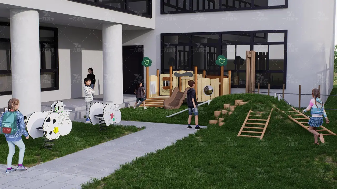 微地形 摇马 跷跷板 组合滑梯小乐园